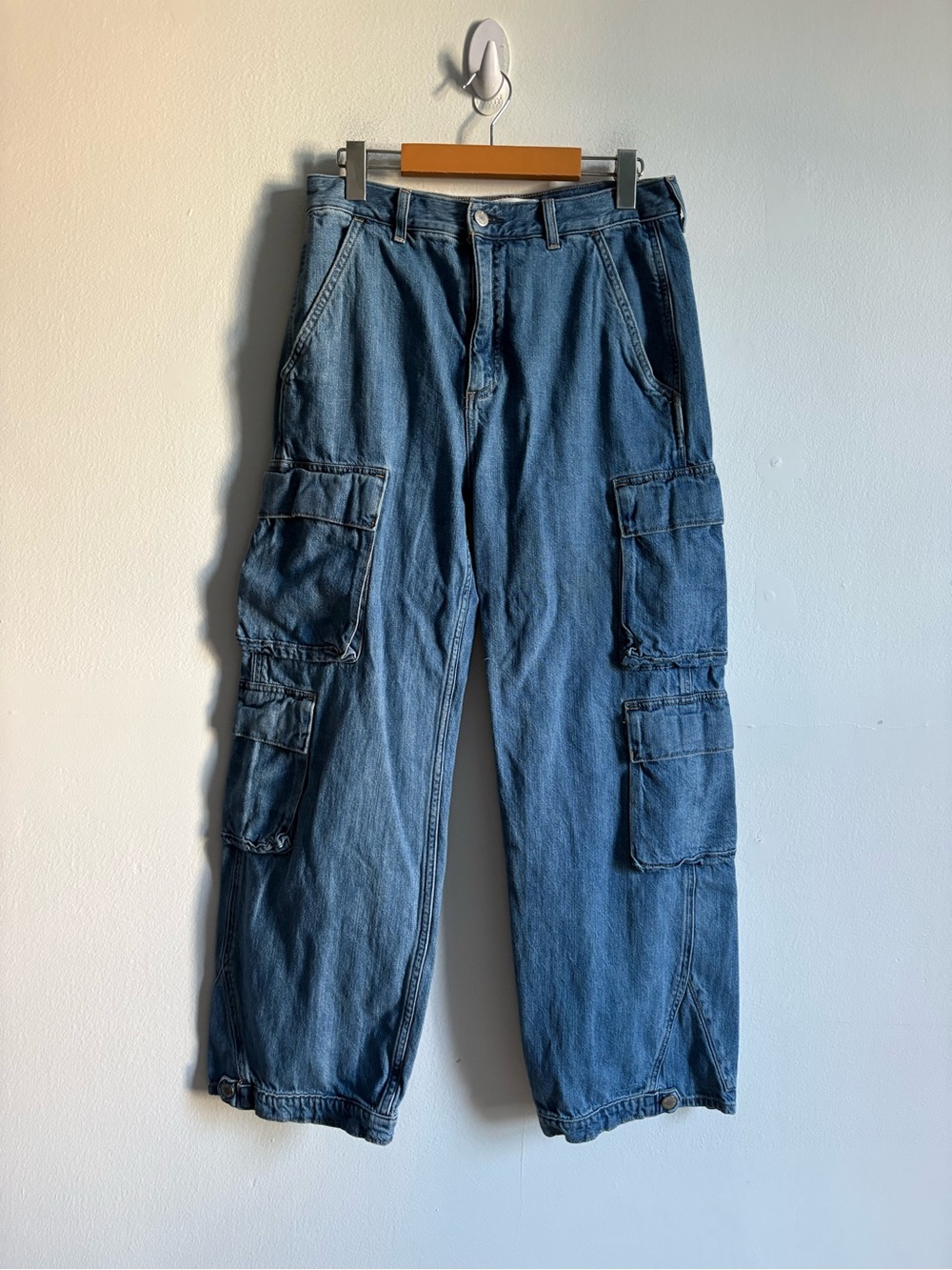 Aritzia Denim Forum Sz 29 Millie High Rise Cargo Denim Utility Baggy Jeans - Picture 2 of 12